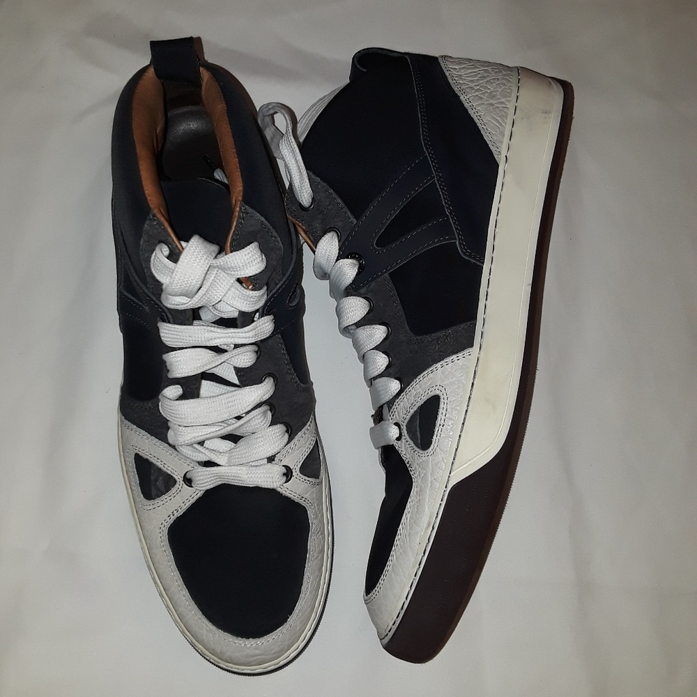 LANVIN Mixed-Fabric High Sneaker - Picture 2 of 7